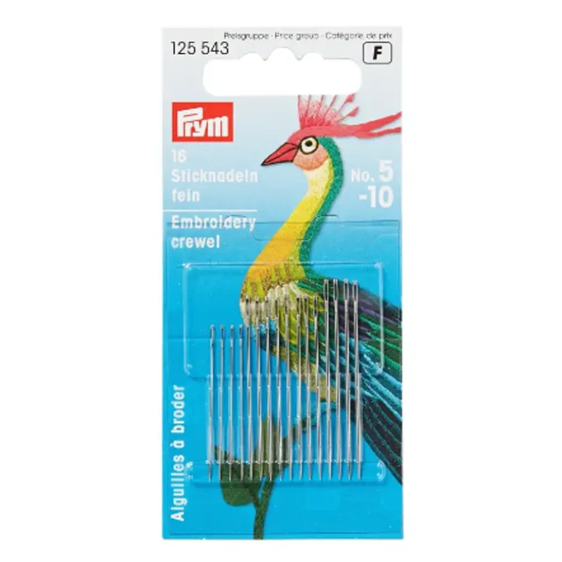 agujas bordar crewel surtidas 5 10 (16un)