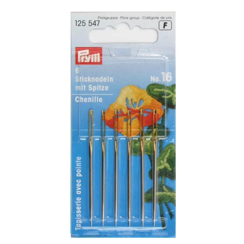agujas de bordar prym 16 con punta (6un)