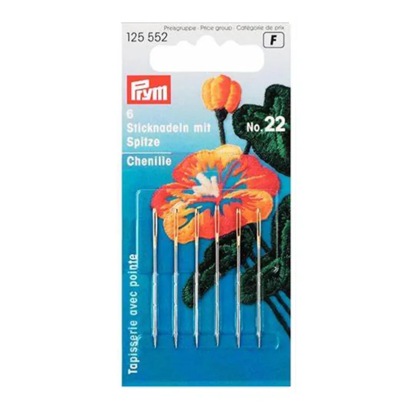 agujas de bordar prym 22 con punta (6un)