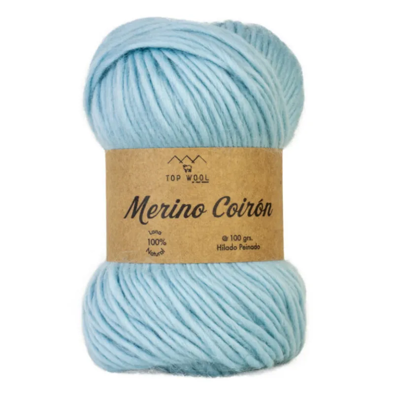 Home lana top wool merino coiron 100grs celeste